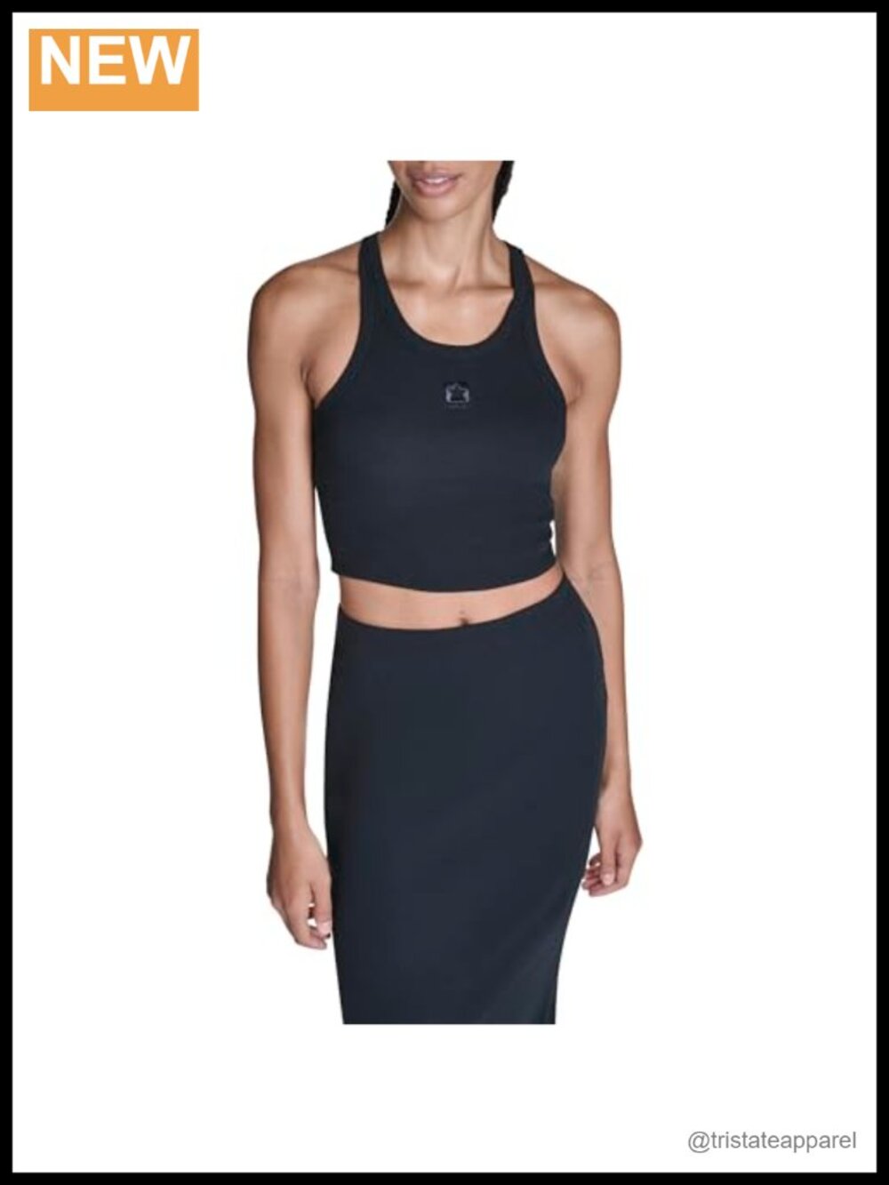Cropped Rib Tank Top Halter Neck Sleeveless Cotton Blend Stretchy Fitted